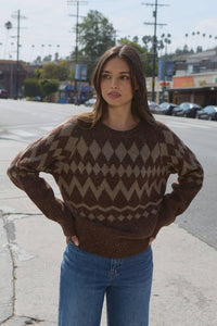 Argyle Confetti Knit Loose-Fit Raglan Sweater