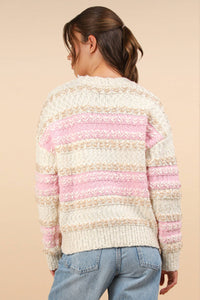 Bridget Color Block Fuzzy Knit Sweater Top