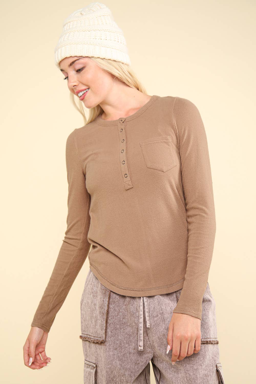 Alex Soft brushed solid knit casual top