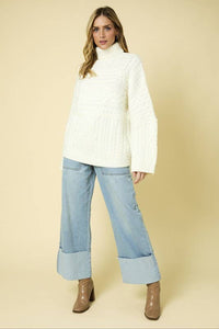 Tatum Long Sleeve Polar Neck Oversized Sweater Top