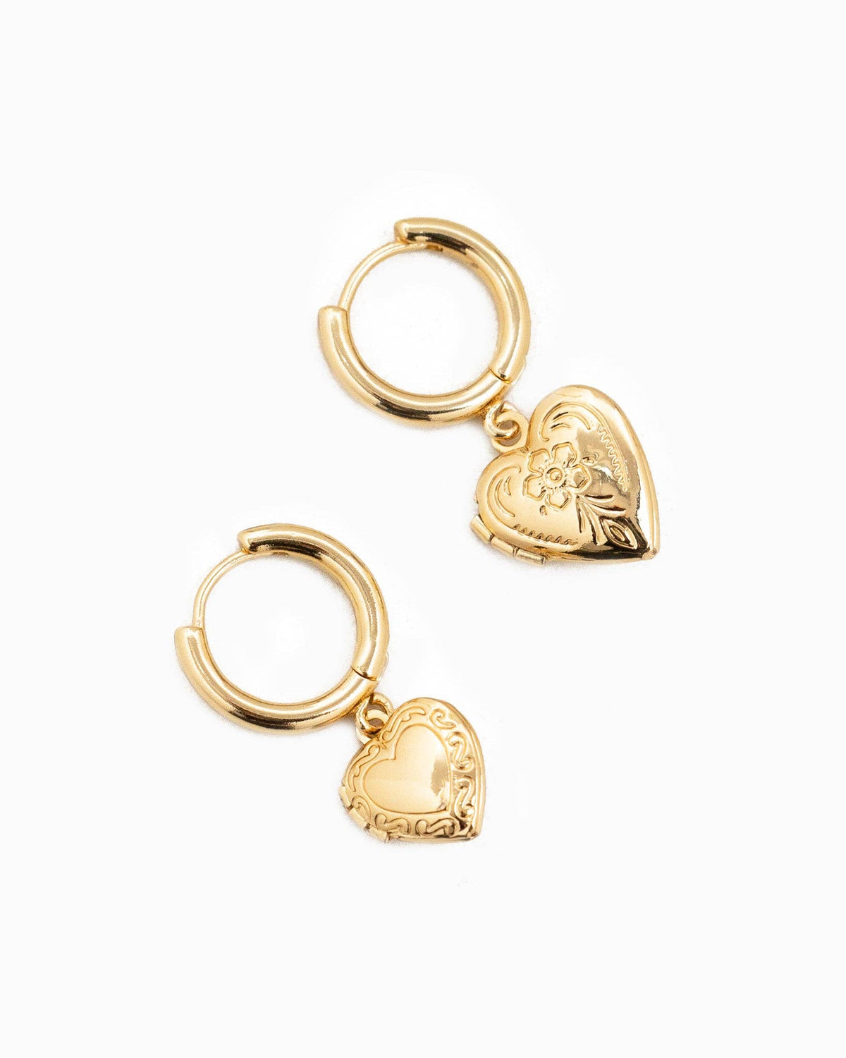 Intricate Western Detail Heart Locket Drop Earrings