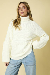 Tatum Long Sleeve Polar Neck Oversized Sweater Top