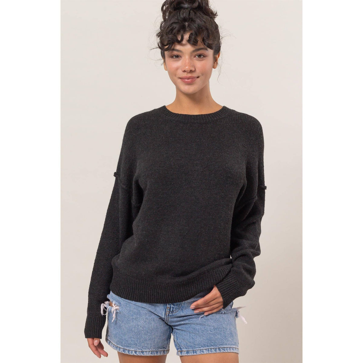 Annika Crew Neck Seam Detail Sweater