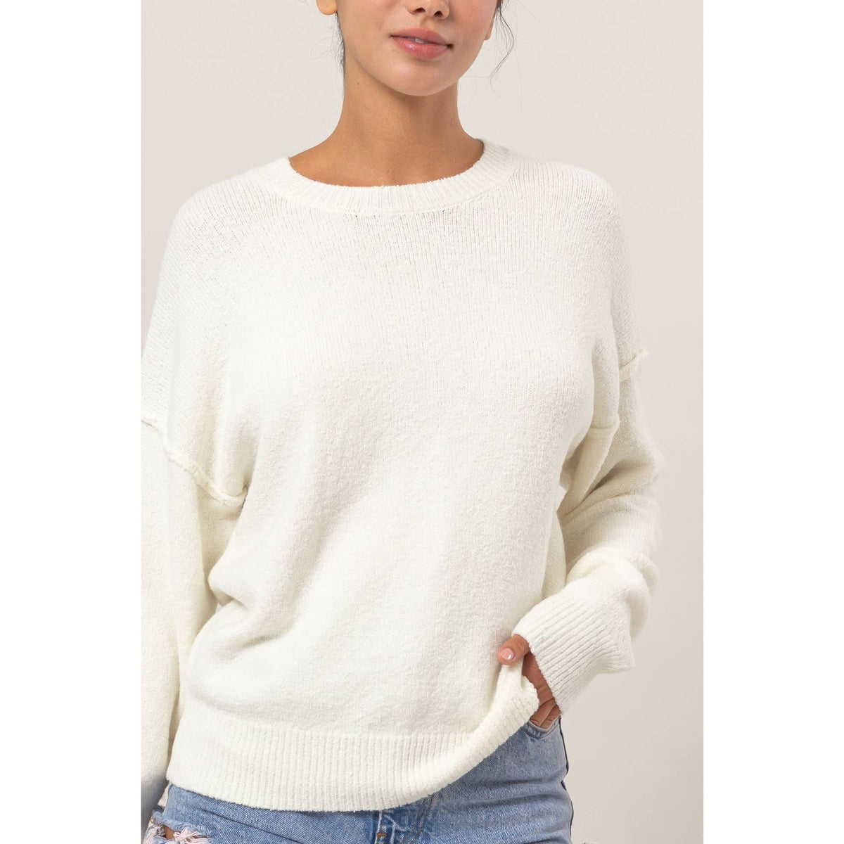 Annika Crew Neck Seam Detail Sweater