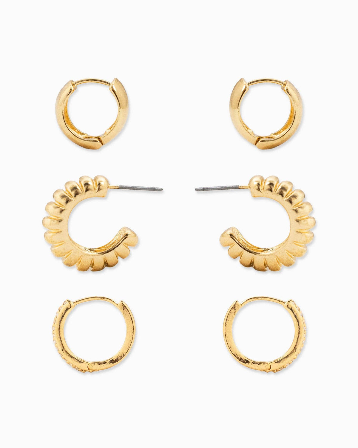 Chunky Thin Mix Hoop Variety Earring Set of 3