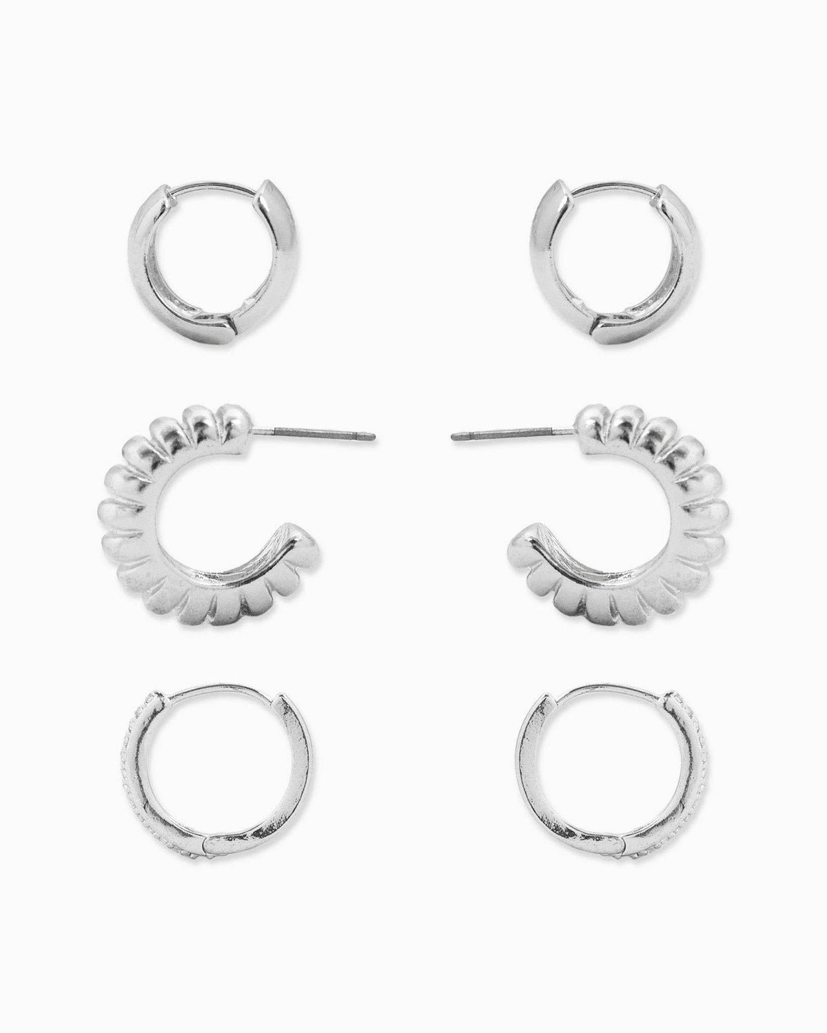 Chunky Thin Mix Hoop Variety Earring Set of 3