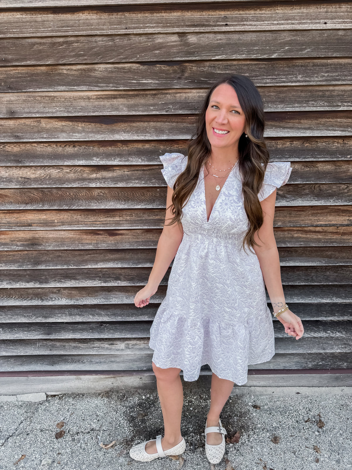 Lilac Bloom Butterfly Sleeve Dress