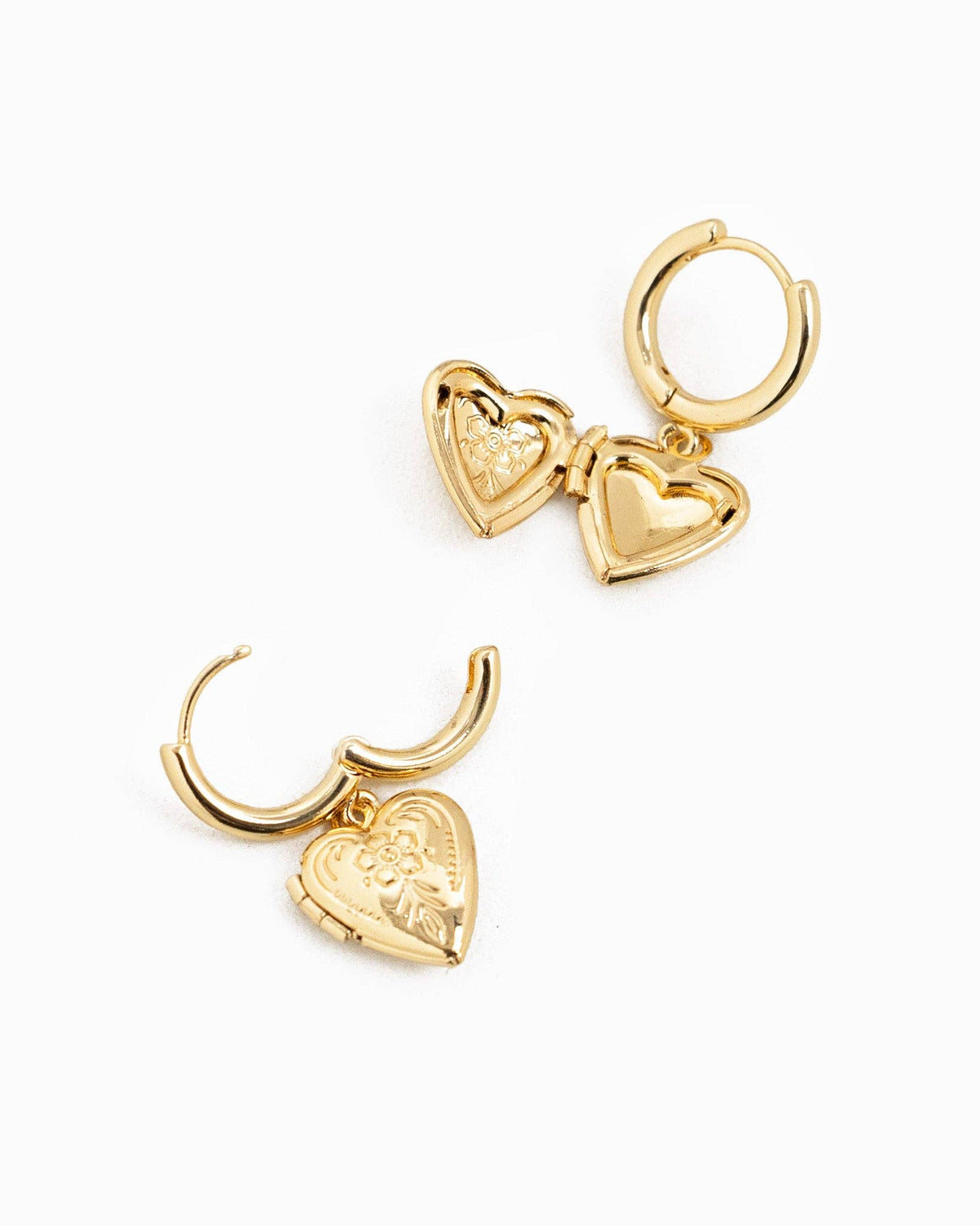 Intricate Western Detail Heart Locket Drop Earrings