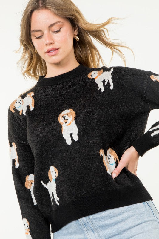 Murphy Dog Print Knit Sweater