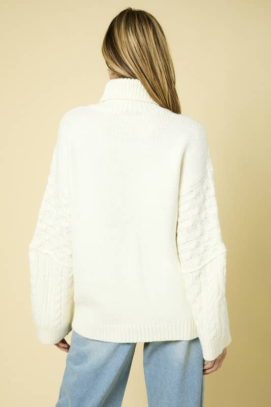 Tatum Long Sleeve Polar Neck Oversized Sweater Top