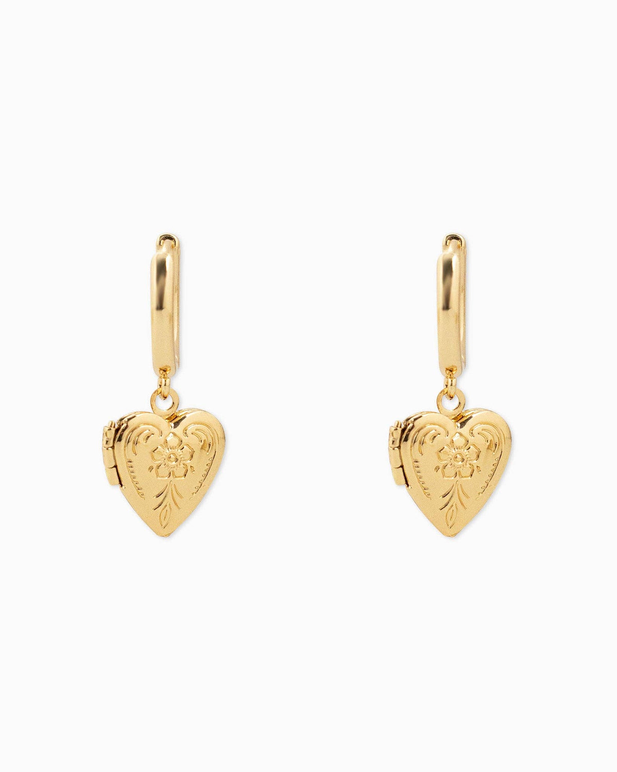 Intricate Western Detail Heart Locket Drop Earrings