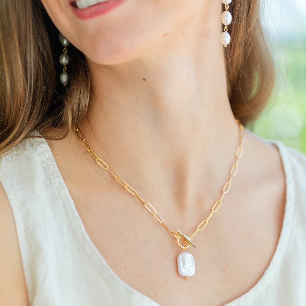 Baroque Pearl Toggle Necklace