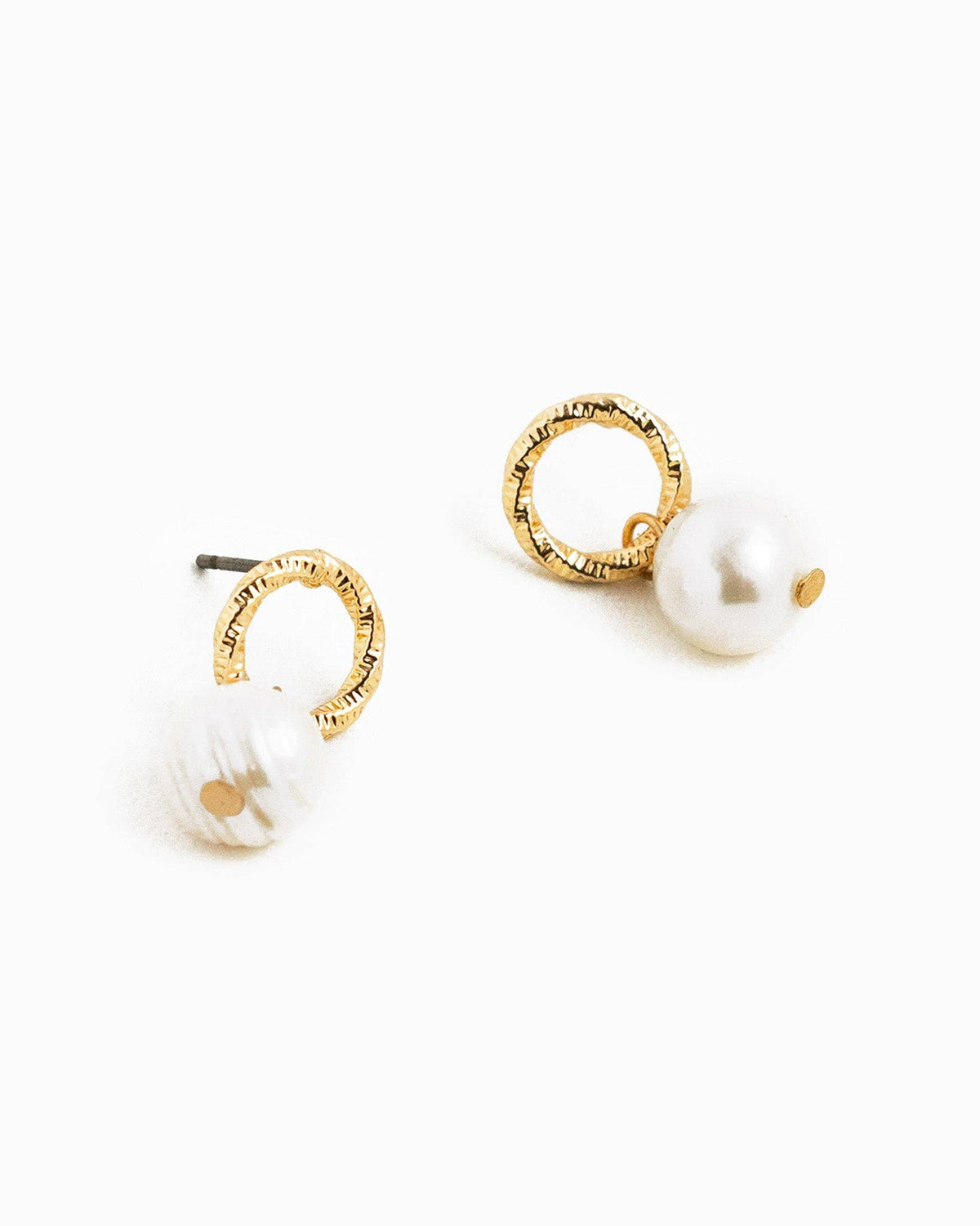 Twist Texture Ring Freshwater Pearl Drop Earrings